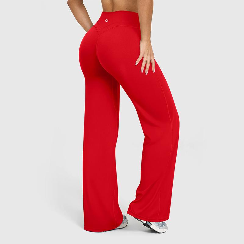 OQQ Women'S High Waist Crossover Flare Pants V Back Seam Comfortable Fit Yoga Pants Vacation Outfits Bottoms Basic Minimalist Casual Trouser Leggings
